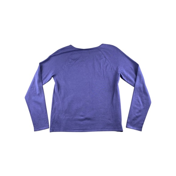 NWT Carmen Marc Valvo Purple Cutout Shoulder Knit Sweater Top Size L - Picture 7 of 7